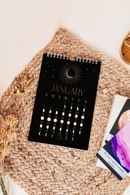 2025 Black & Gold Moon Wall Calendar  - Loved To Death