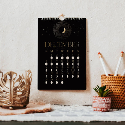 2025 Black & Gold Moon Wall Calendar  - Loved To Death