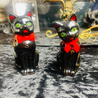 Antique Black Cat Salt & Pepper Shakers