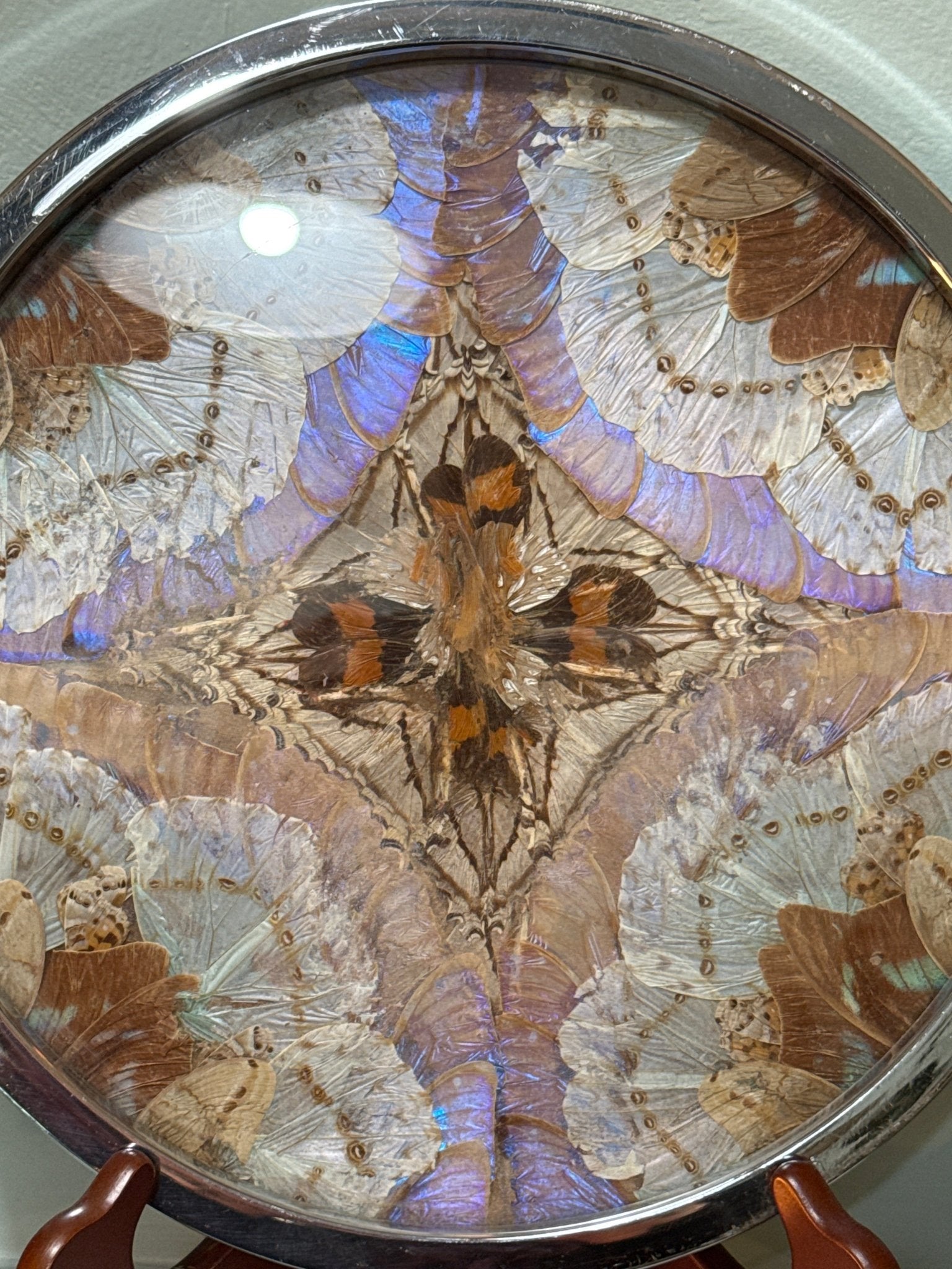 Antique 1950’s Butterfly Wing Art Chrome Tray - Loved To Death