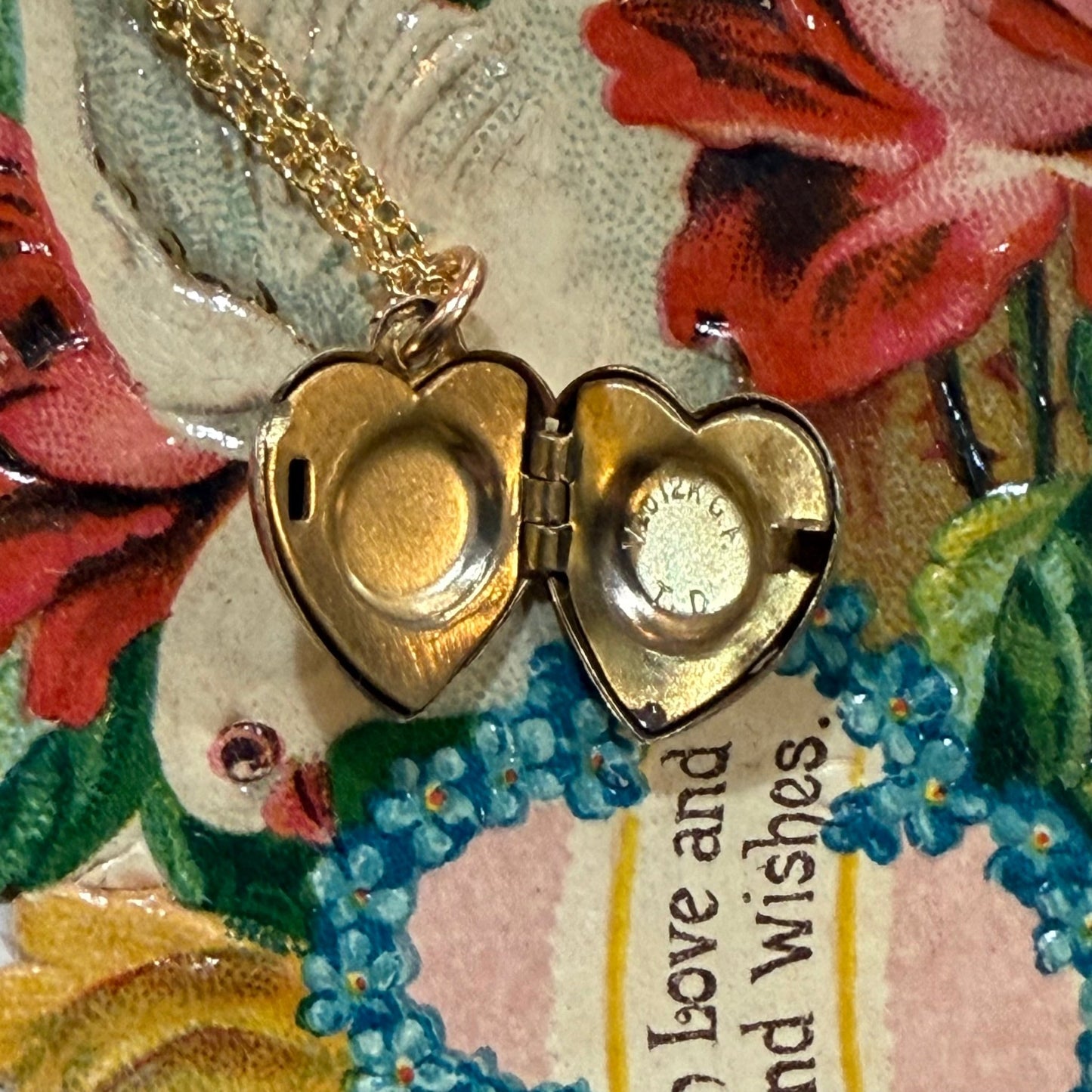 Antique Gold Filled Mini Heart Locket - Loved To Death