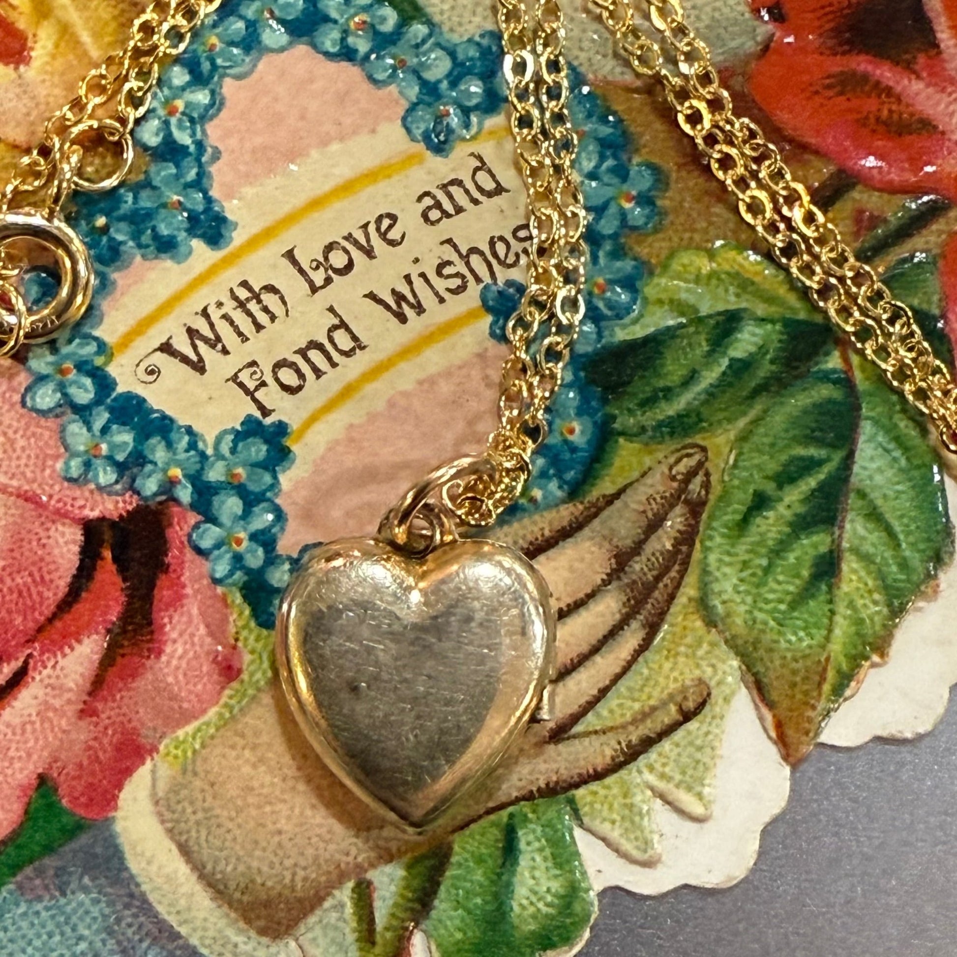 Antique Gold Filled Mini Heart Locket - Loved To Death