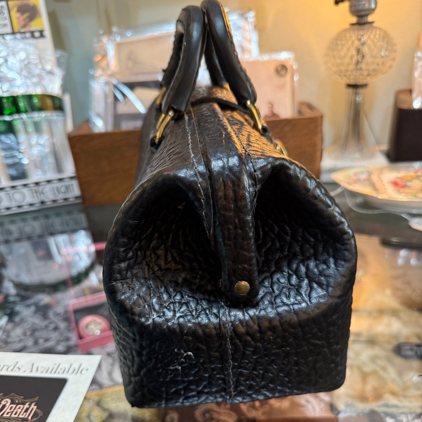 Antique Lilly Black Leather Dr Bag - Loved To Death