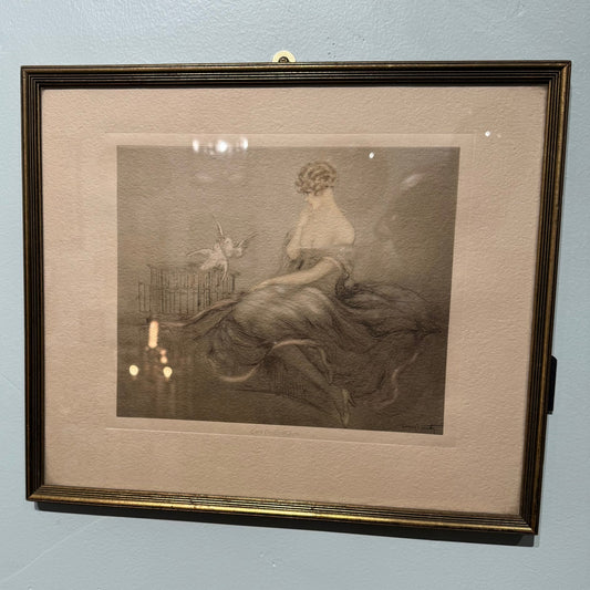 Antique Louis Icart Los Colombes Print Framed - Loved To Death