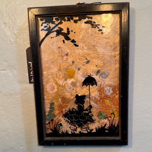 Antique Milkweed Black Framed Silhouette Parasol - Loved To Death