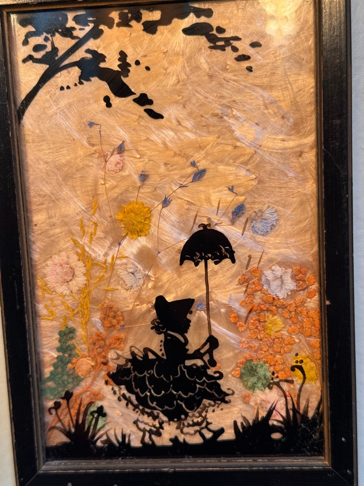 Antique Milkweed Black Framed Silhouette Parasol - Loved To Death