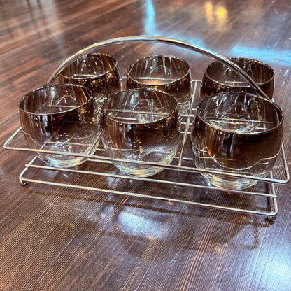 Antique Silver Fade Cocktail Glasses with Carrier Set - Loved To Death