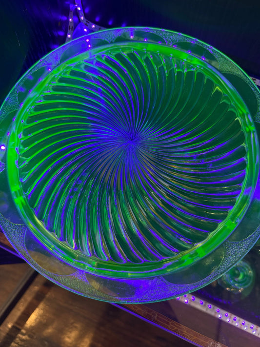 Antique Uranium Glass Large Tray Platter - Loved To Death