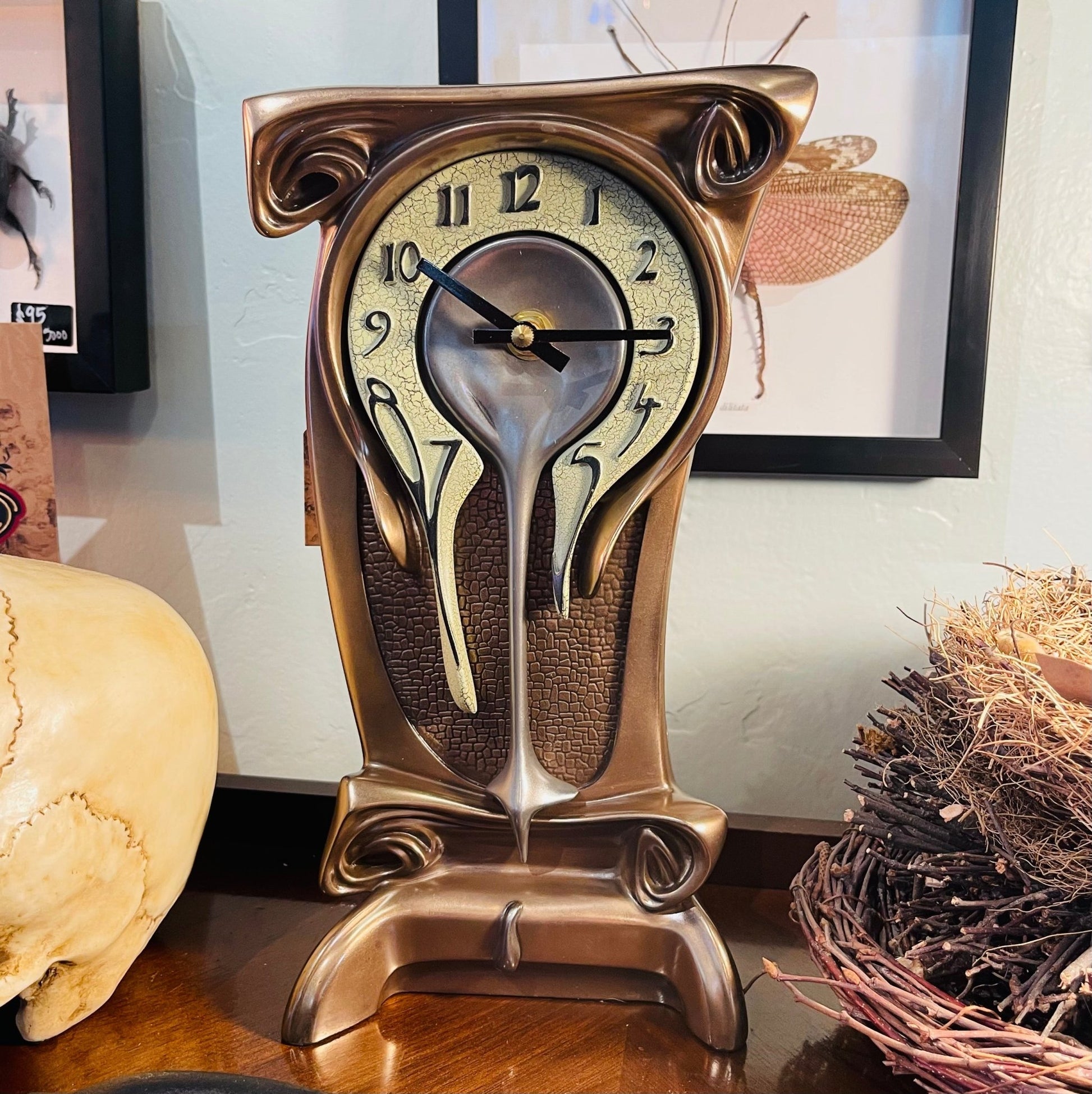 Art Nouveau Tall Dali Melting Clock Works - Loved To Death