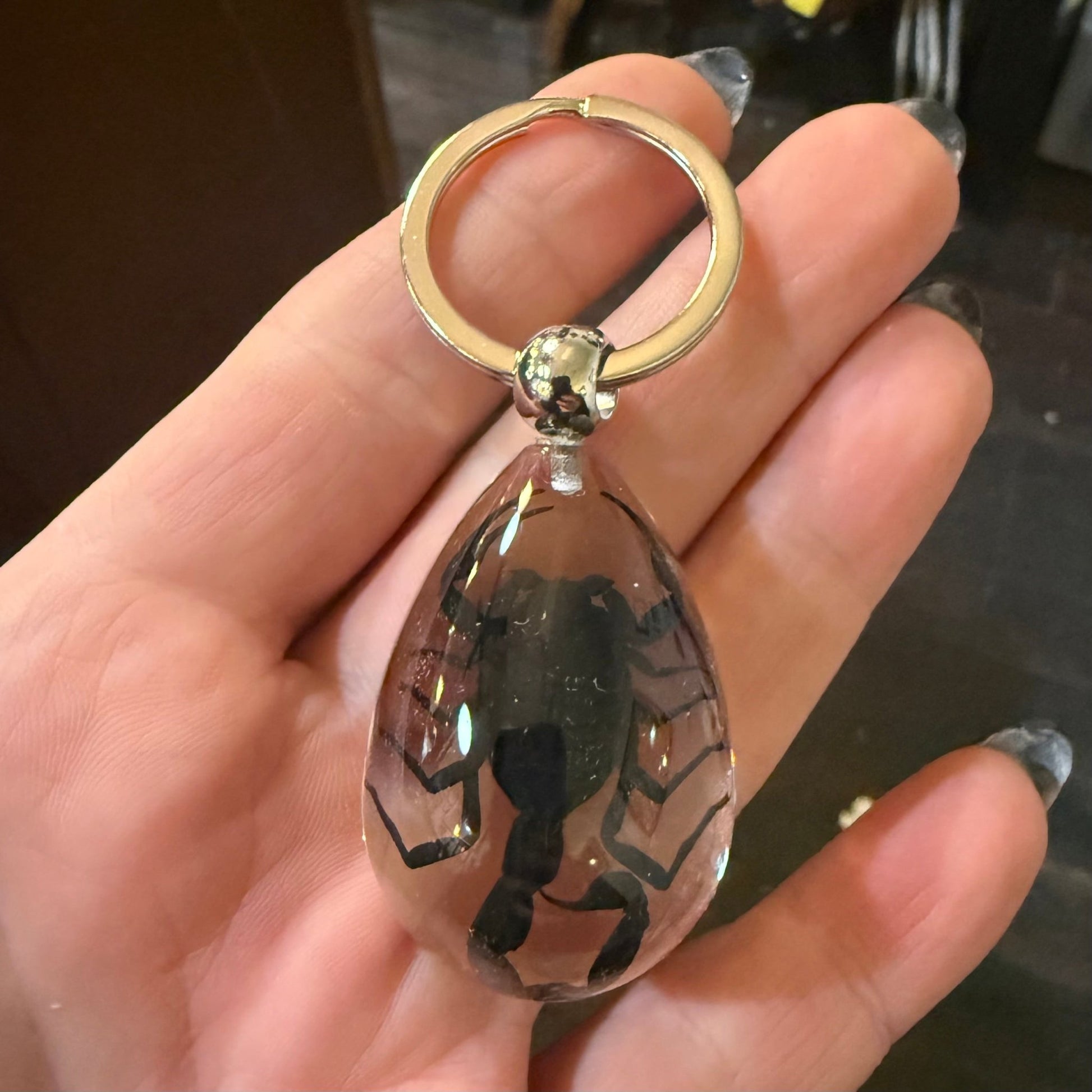 Black Scorpion on Drop Lucite Keychain - Loved To Death