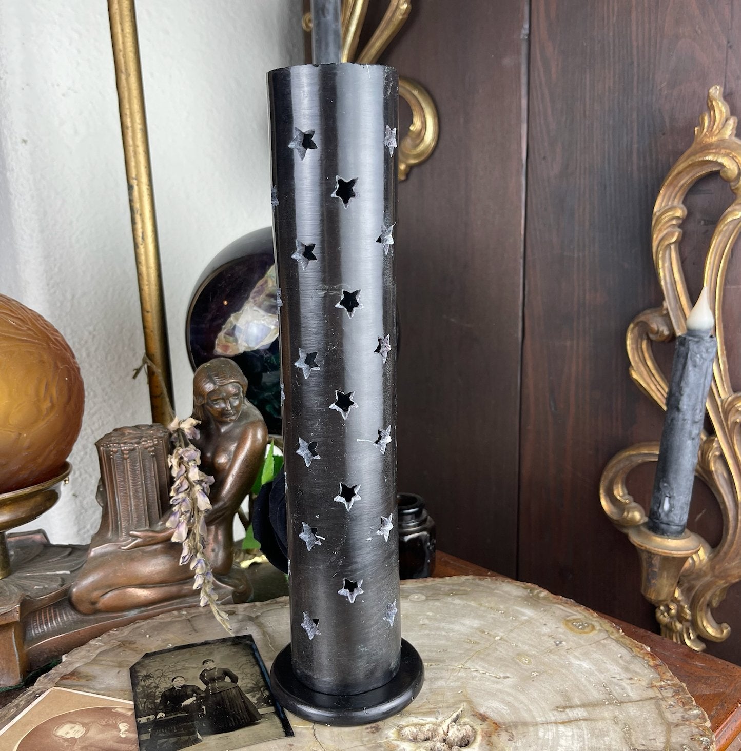 Black Soapstone Stars Incense Tower Burner - Loved To Death