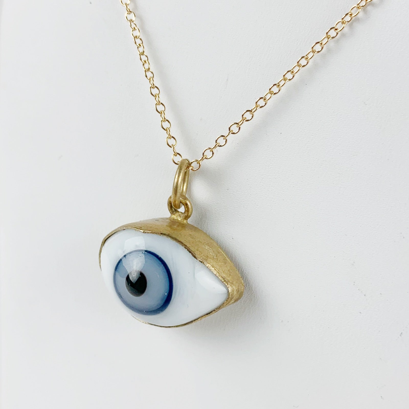 Glass Eye Necklace Small Blue - Loved To Death