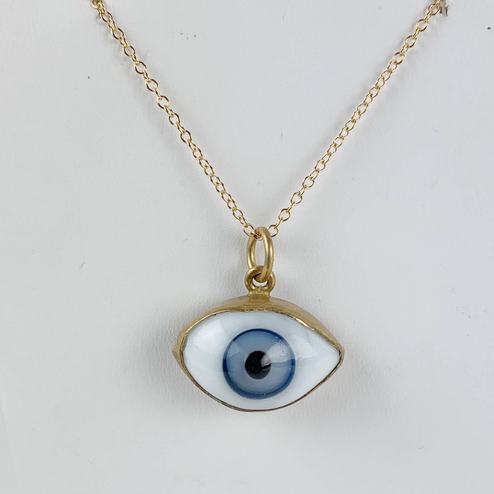 Glass Eye Necklace Small Blue - Loved To Death