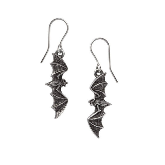 Gothic Vampire Bat Pewter Earrings - Loved To Death