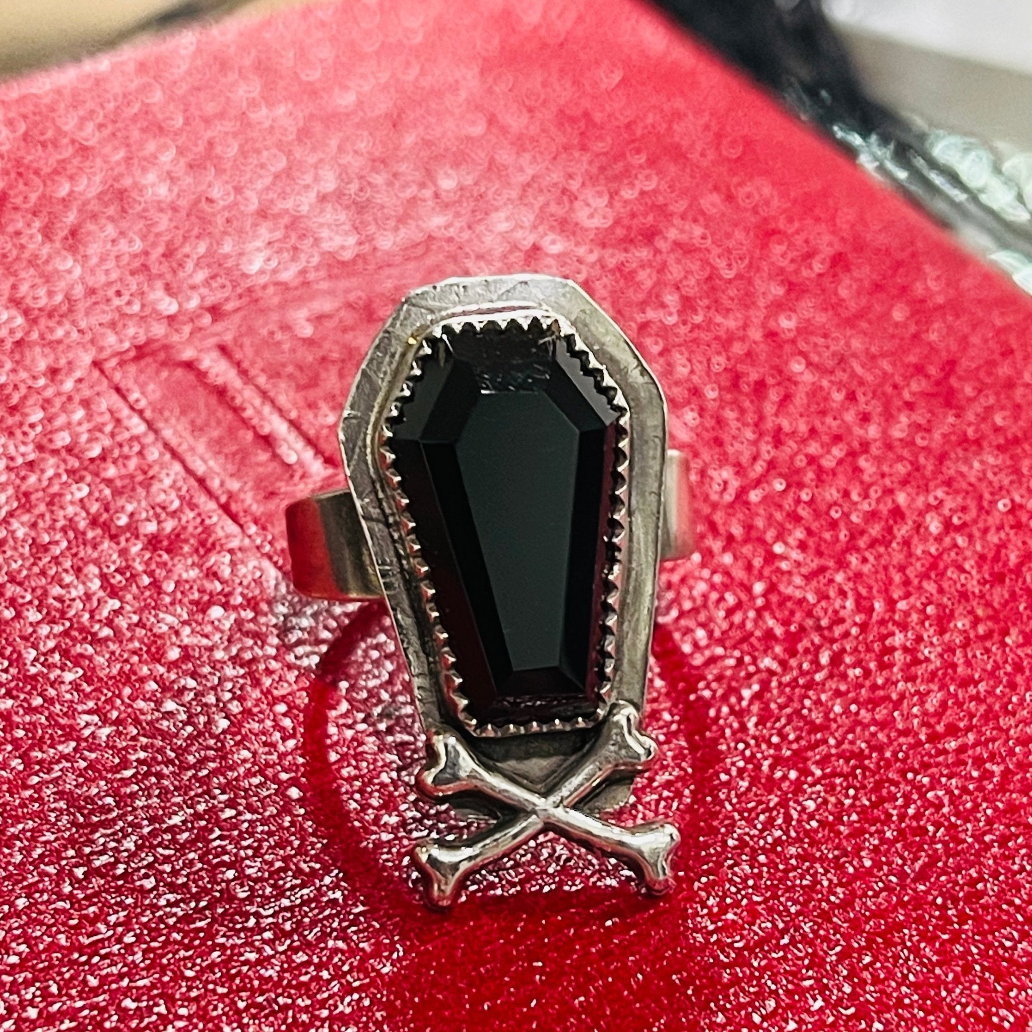 Onyx Coffin Ring, Black Onyx and Sterling shops Silver