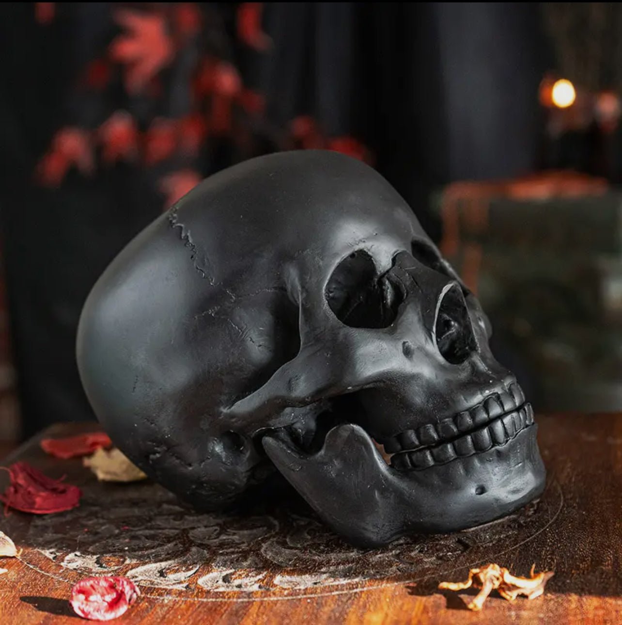 Human Skull Replica Matte Black - Loved To Death