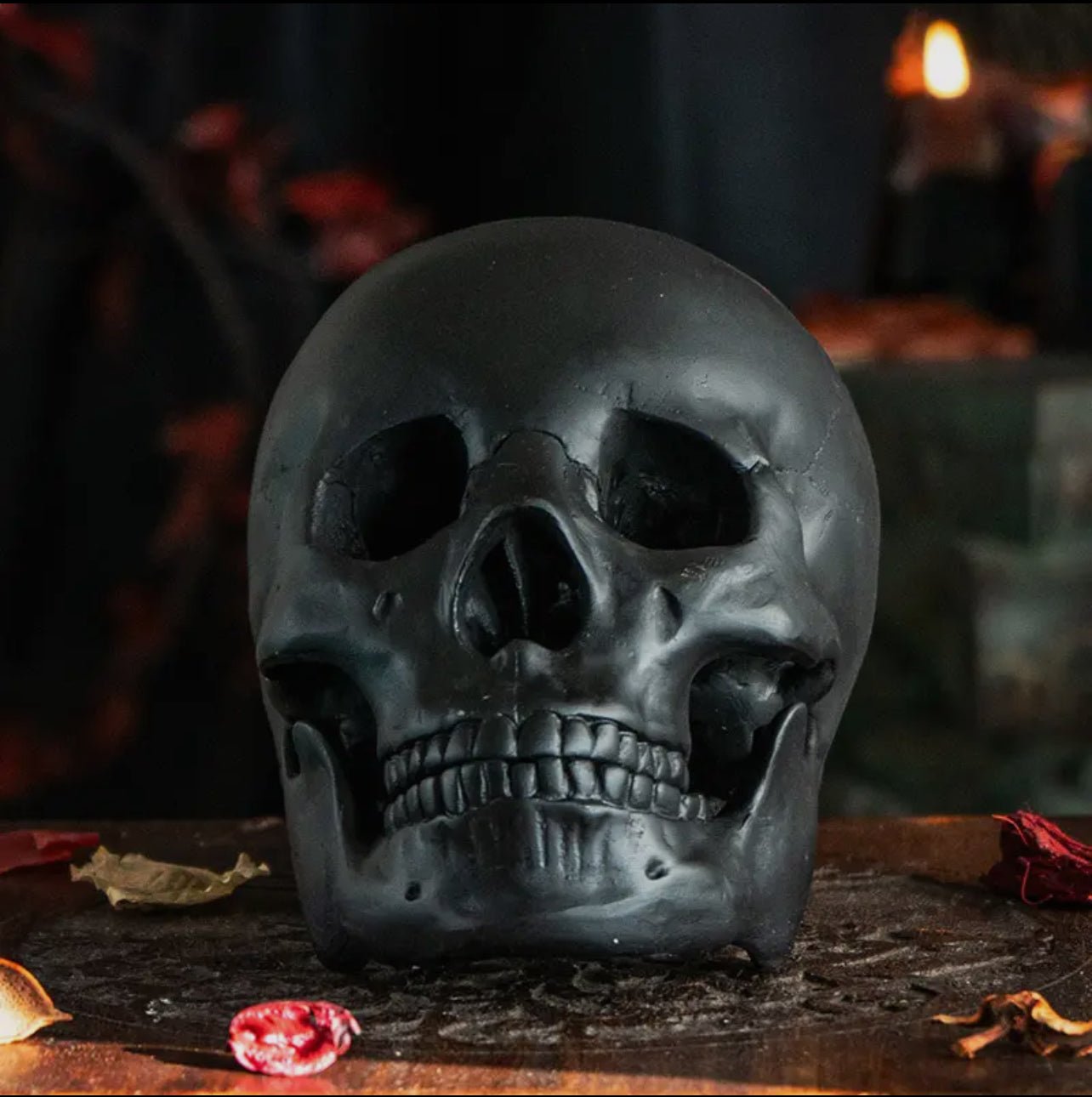 Human Skull Replica Matte Black - Loved To Death