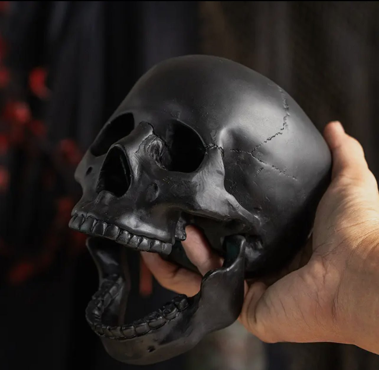 Human Skull Replica Matte Black - Loved To Death