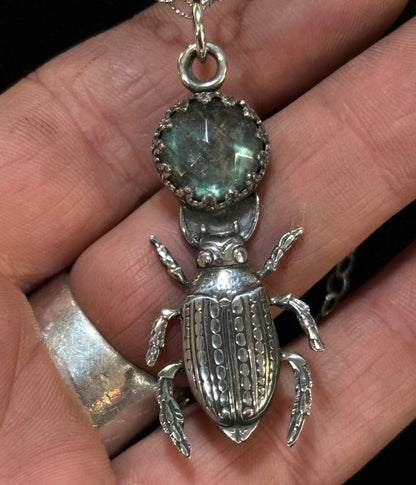 LTD Sterling Beetle Labradorite Necklace - Loved To Death