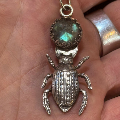 LTD Sterling Beetle Labradorite Necklace - Loved To Death