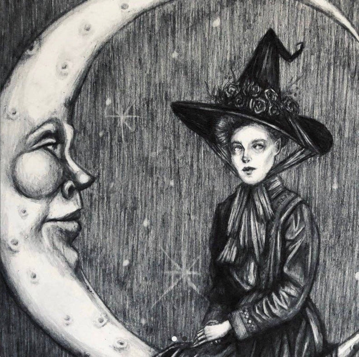 Moon Magic Witch Art Print Caitlin McCarthy - Loved To Death