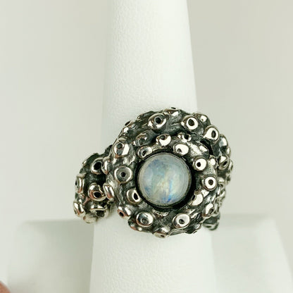 Octopus Tentacle Ring Moonstone Sterling - Loved To Death