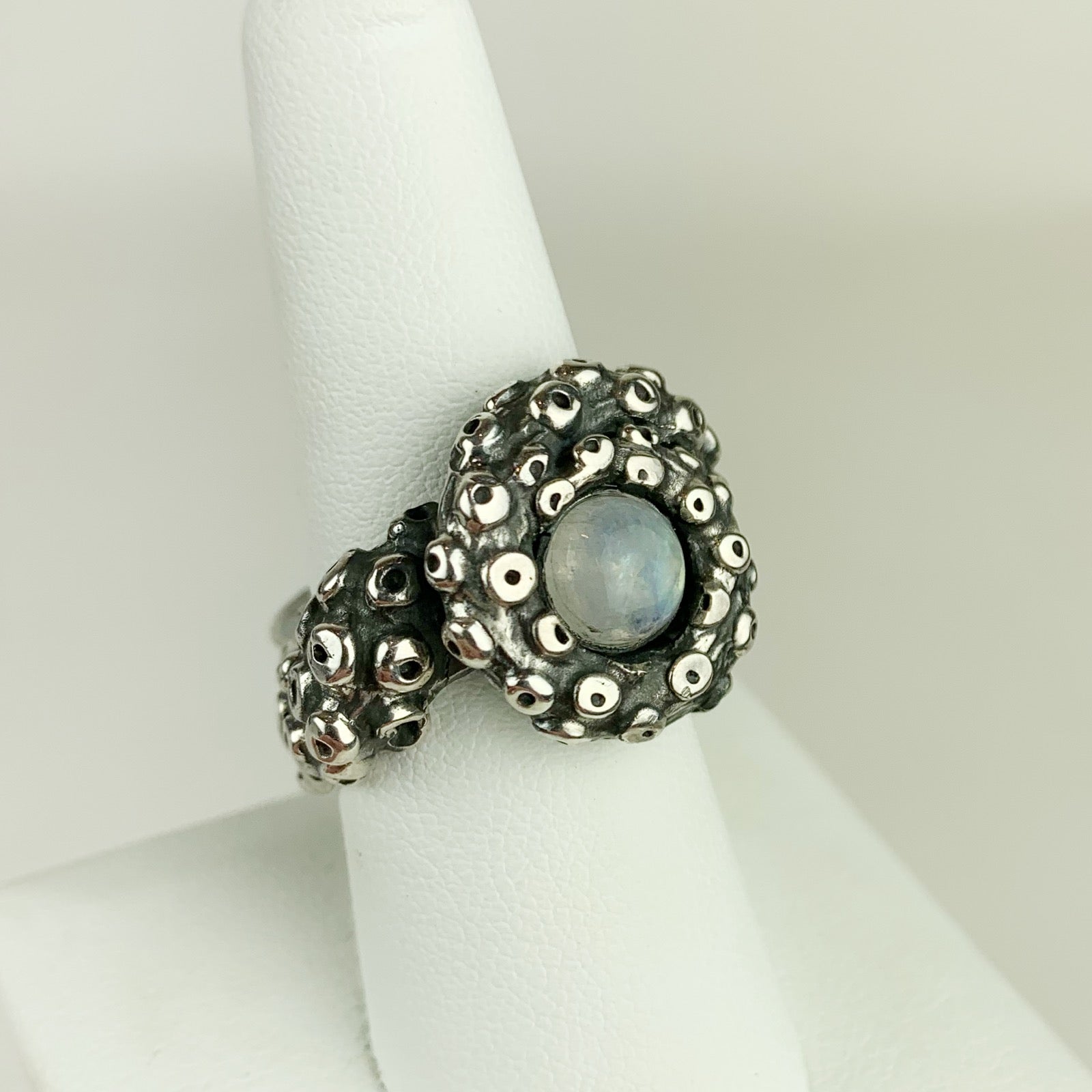 Octopus Tentacle Ring Moonstone Sterling - Loved To Death