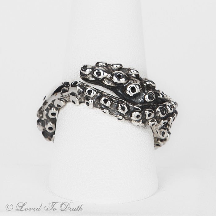 Octopus Tentacle Ring Oxidized Sterling Silver - Loved To Death