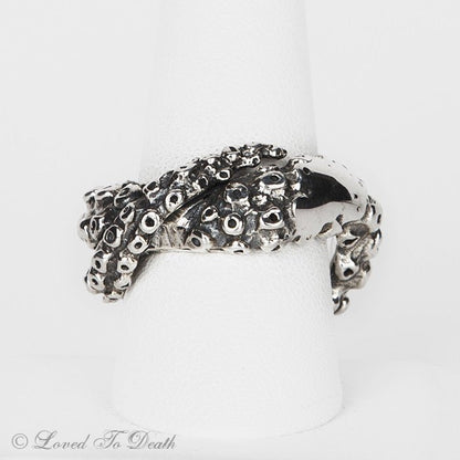 Octopus Tentacle Ring Oxidized Sterling Silver - Loved To Death