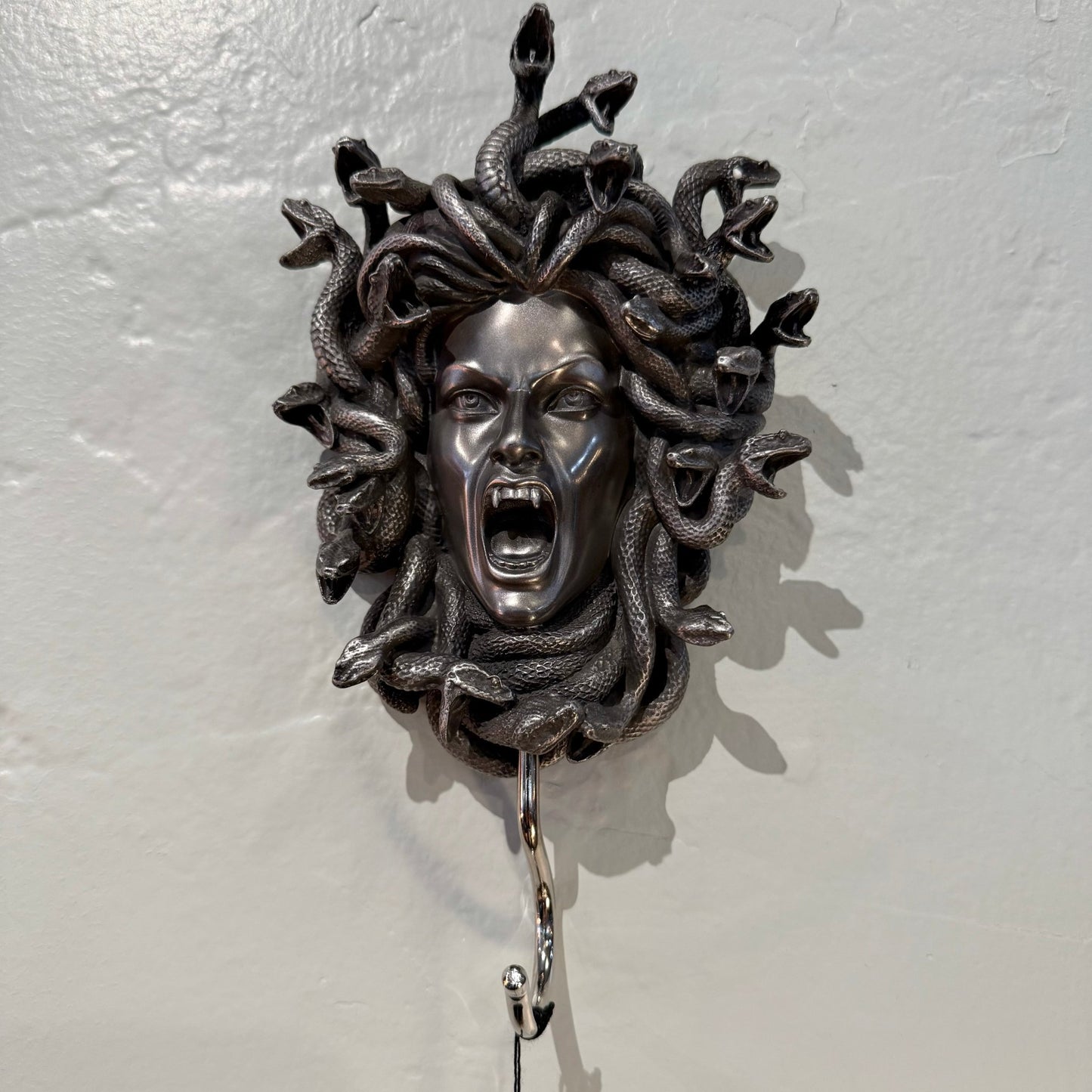 Screaming Medusa Wall Hook Pewter - Loved To Death