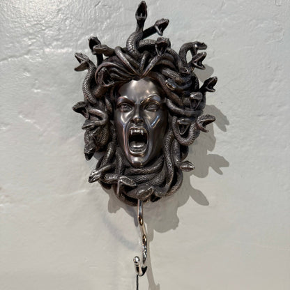 Screaming Medusa Wall Hook Pewter - Loved To Death