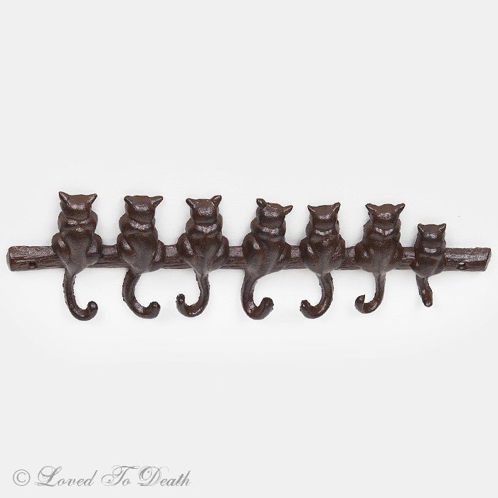 Seven Cats Cast Iron Wall Hook - Loved To Death