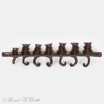 Seven Cats Cast Iron Wall Hook - Loved To Death