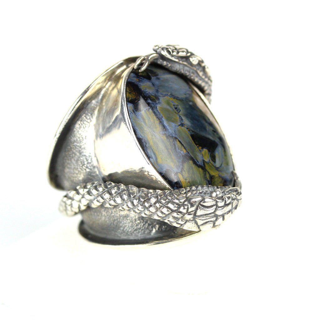 Snake Pietersite { Blue } Sterling Ring - Loved To Death