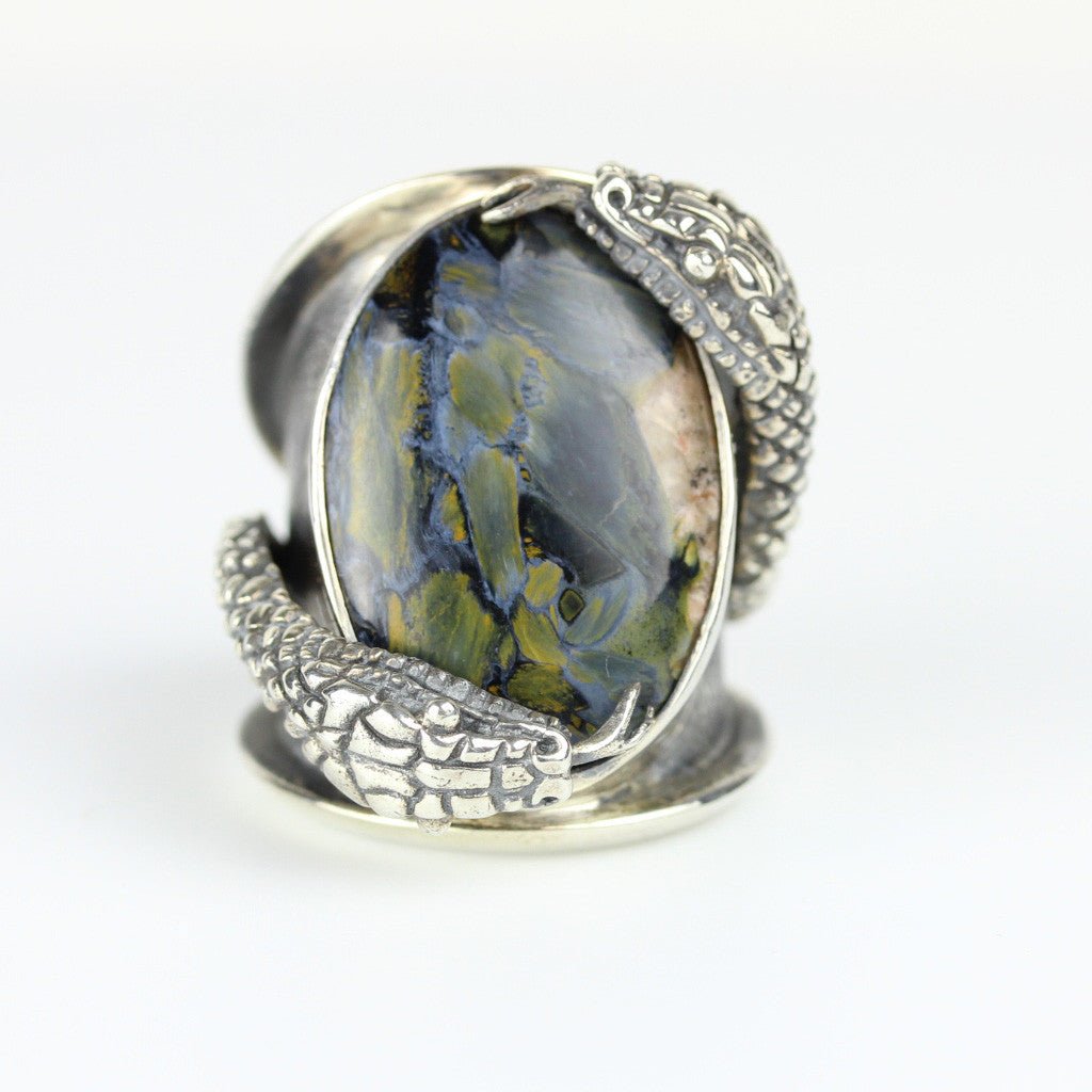 Snake Pietersite { Blue } Sterling Ring - Loved To Death