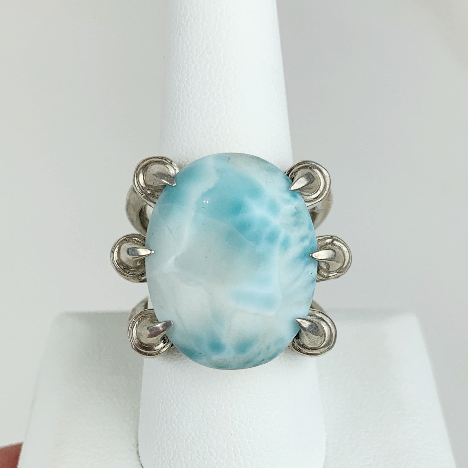 Sterling Claw Larimar Ring - Loved To Death