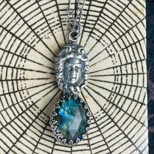 The Mini Medusa Gothic Victorian Sterling Necklace Labradorite - Loved To Death