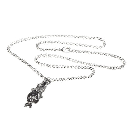 Vampire Bat Sleeping Necklace Pewter - Loved To Death