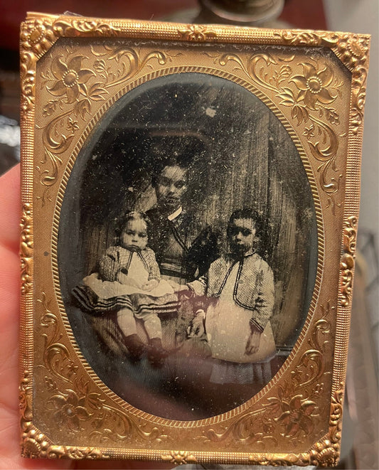 Victorian Family Large Tintype in Copper Frame - Loved To Death