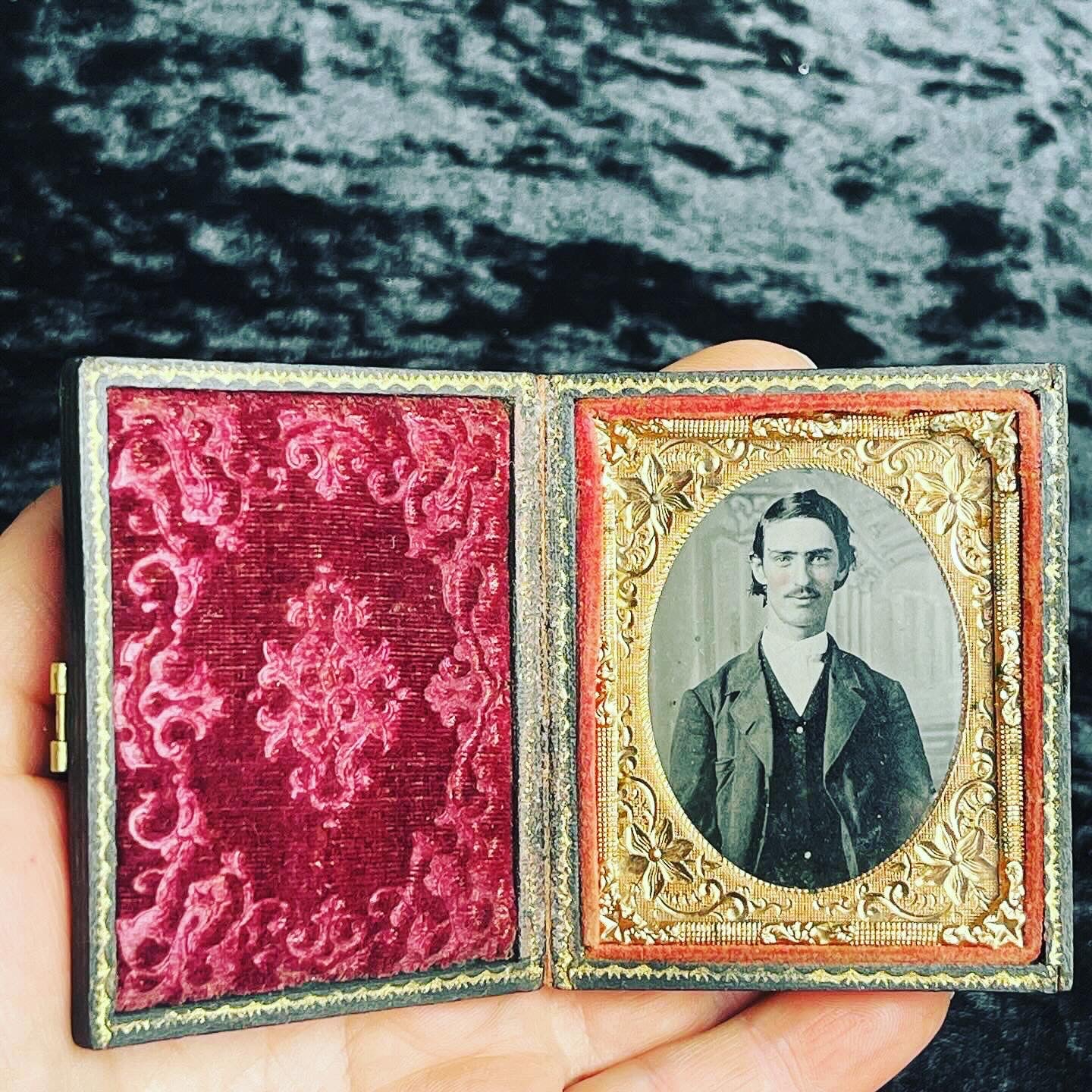 Victorian Hand Tinted Tintype in Black Latched Case - Loved To Death