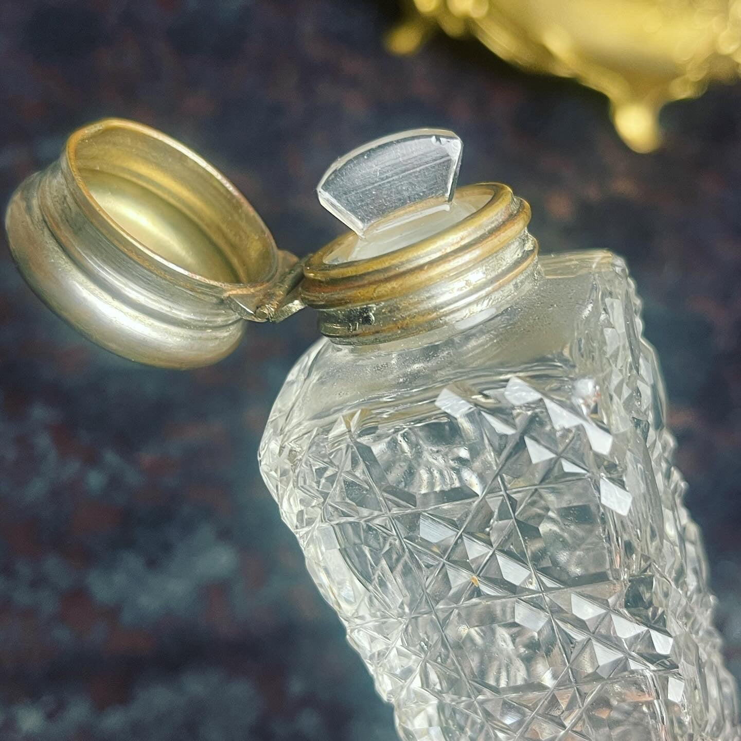 Victorian Perfume Vial Glass Stopper With Gilt Cap - Loved To Death