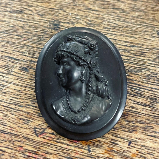 Victorian Vulcanite Cameo Brooch - Loved To Death