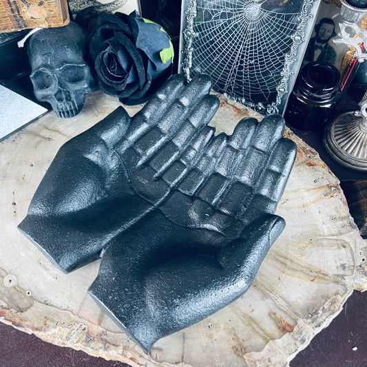 Large Black Cast Iron Cupped Hands